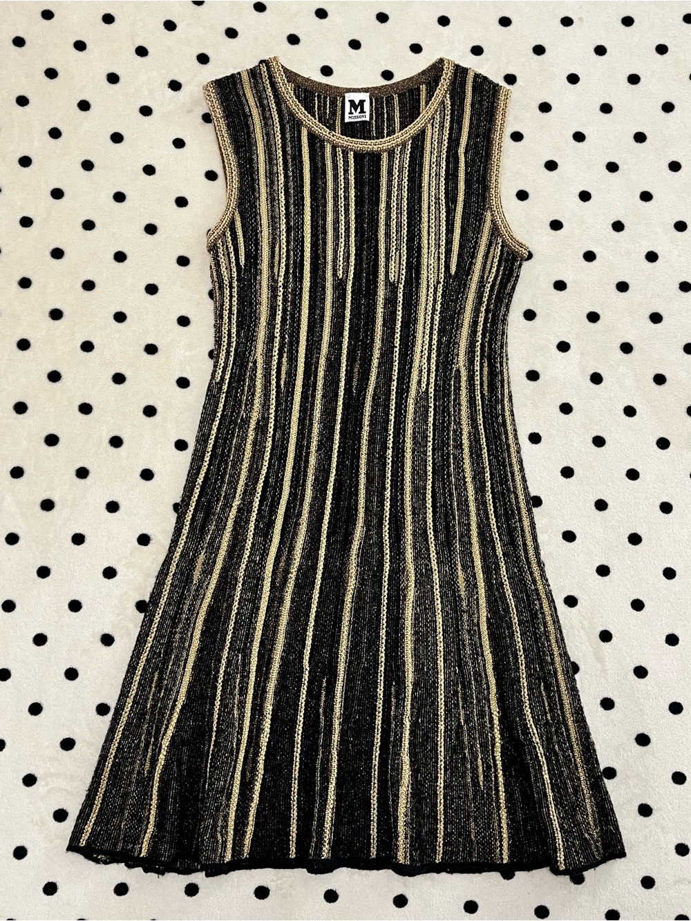 M Missoni Black & Gold Metallic Striped Knit Dress Size 40 - Picture 2 of 15
